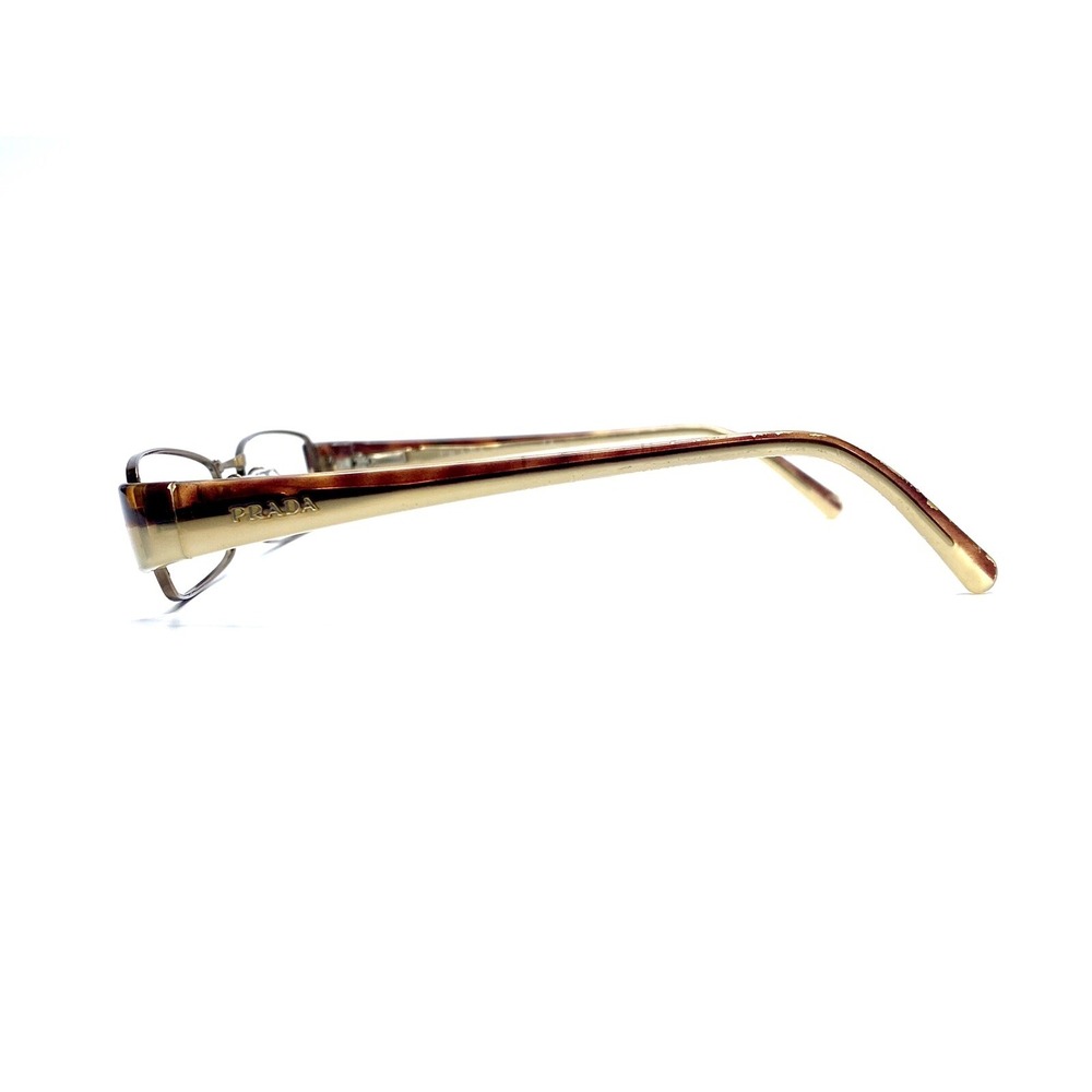 Prada Brown Metal Rectangle Frame Eyeglasses Italy VPR53H 766-1O1 52 16 135 - Picture 3 of 8